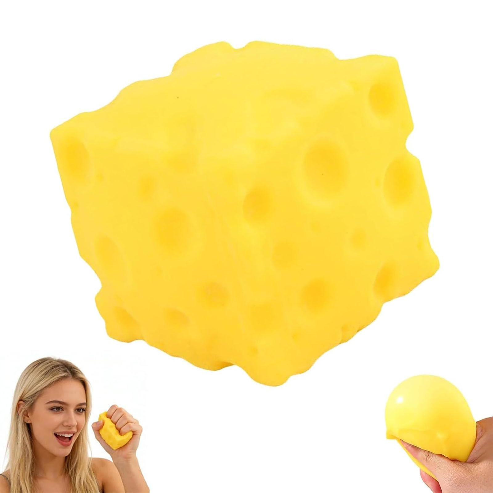 Cheese Squishy Toy,Cheese Squishies Stress Relief,Realistic Squishy Cheese Stress Ball,Soft Slow Rebound Fidget Toy for Kids & Adults,Fun Easter Baske