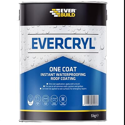 Everbuild Evercryl Grey Fibre Reinforced Flat Roofing Coat Sealant Paint 5kg