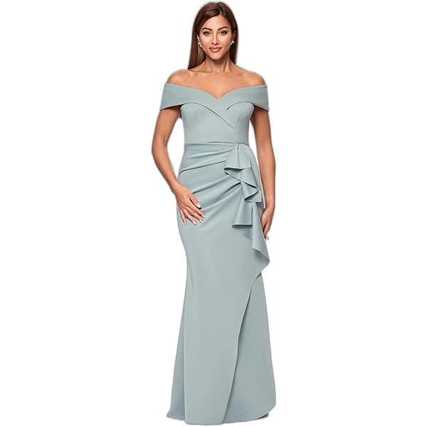 xscape light blue dress Xscape Women's Satin Tie Neck Gown, Black, 12 main image 1