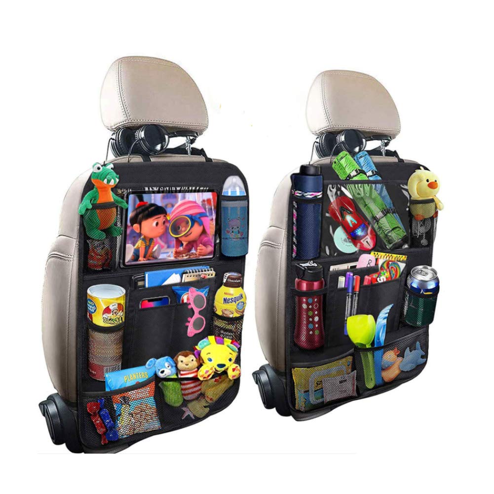 FEimaX 2 Pack Car Back Seat Organisers with Touch Screen Tablet Holder, Waterproof Kick Mats for Kids Car Backseat Protectors for Children's Toys/Snacks/Books/Bottles