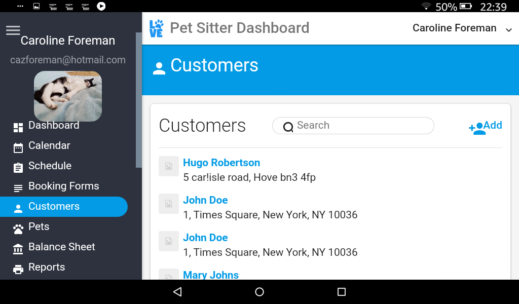 Pet Sitter Dashboard Free Pet Sitter for