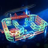 QQPOW Race Track Flexible Race Car Track Rail Car Building Block City Bridge Set DIY Car Set Toddler Toys for Gift 169 Pcs