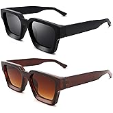 Hycredi Thick Rectangle Sunglasses Women Men Retro Square Chunky Shades 90s Glasses UV400 Protection