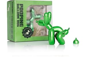 Artconal Balloon Dog Statue Decor, Shiny Green Accent Small Knick Knacks Decor for Shelf, White Elephant Funny Gag Gifts, Pooping Dog Statue for Bathroom Table, 3¾ inch Resin Electroplated Green