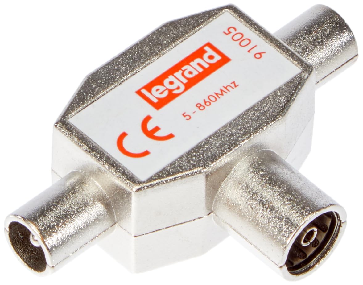 Legrand LEG91005 Shielded TV Splitter 1 Female Input 2 Male Outputs Diameter 9.52