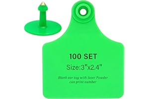 NAOEDEAH Blank Cattle Ear Tags Cow Tags Blank Ear Tag Plastic Livestock Animal Tag for Goat Farm Cows Ear Tag (Green)