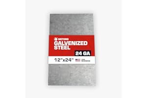 METORO 24 Gauge G90 Galvanized Sheet Metal – Rust-Resistant, Durable Steel Sheet for HVAC, Roofing, and DIY Projects (2, 12" x 8")