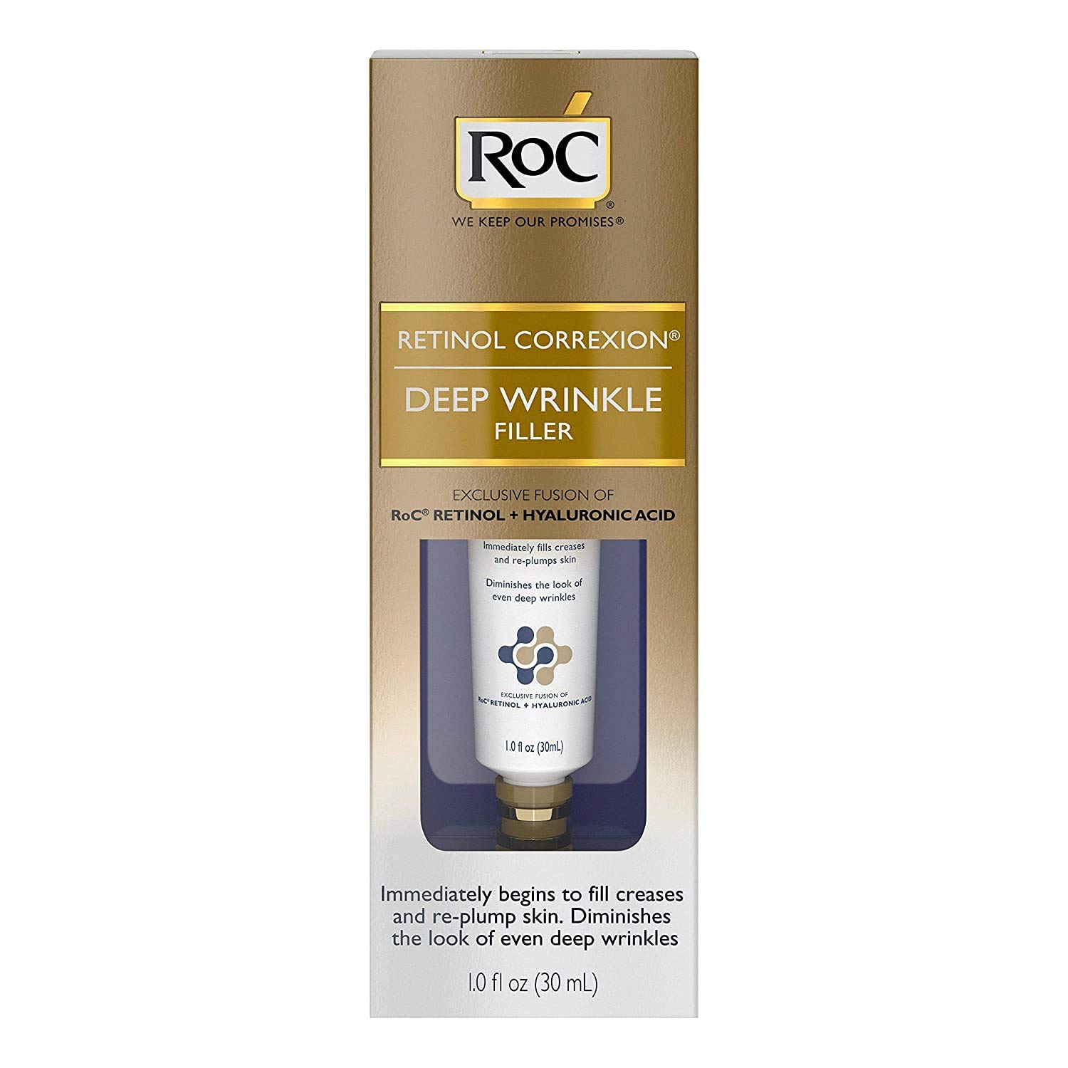 RoC Retinol Correxion Deep Wrinkle Facial Filler with Hyaluronic Acid & Retinol, 1 Ounce: Beauty