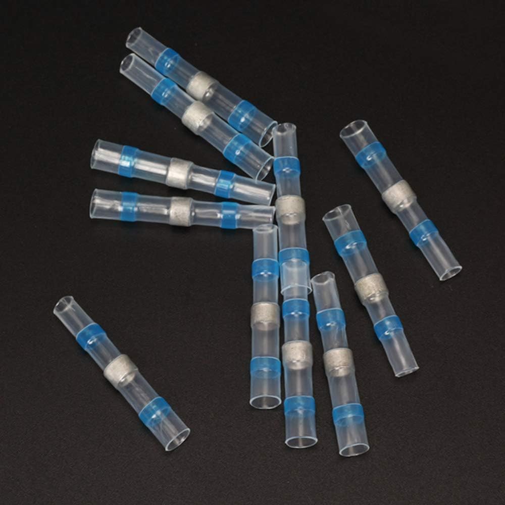 Mintice 100 X Solder Seal Heat Shrink Electrical Butt Wire Terminal Connectors Waterproof Car Insulated Splices Crimper Electrical Kit Blue 14-16 AWG Gauge - Image 5