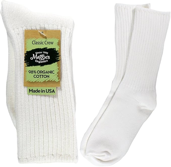 Maggie's Organics Organic Cotton Crew Sock White Size 9