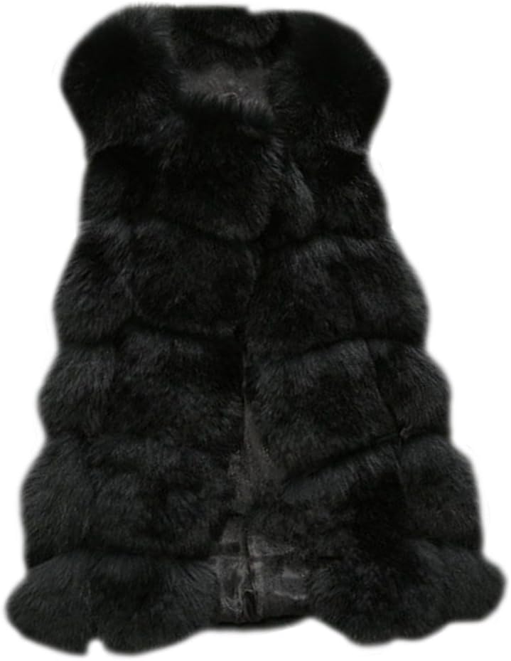 ZongSen Women's Faux Fur Vest Gilets Coat Jacket Sleeveless Long Waistcoat
