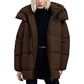 Flygo Womens Hooded Quilted Puffer Jacket Mid-Length Padded Warm Winter Heavyweight Coat Outerwear