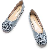 C.Paravano Ballet Flats for Women | Women's Flats | Square Toe | Slip On Dress Shoes | Satin Flower Shoes