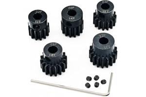 YIJIALINK 5-Pack Black Steel Metal 32P 5mm Pinion Motor Gear Sets 13T 14T 15T 16T 17T Compatible with HPI Kyosho Losi Axial Tamiya 1/8 1/10 RC Car Monster Truck Buggy