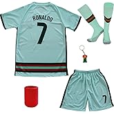 ORGBRAIN Ronaldo #7 Away Kids Soccer Football Futbol Jersey & Shorts Socks Set Youth Sizes