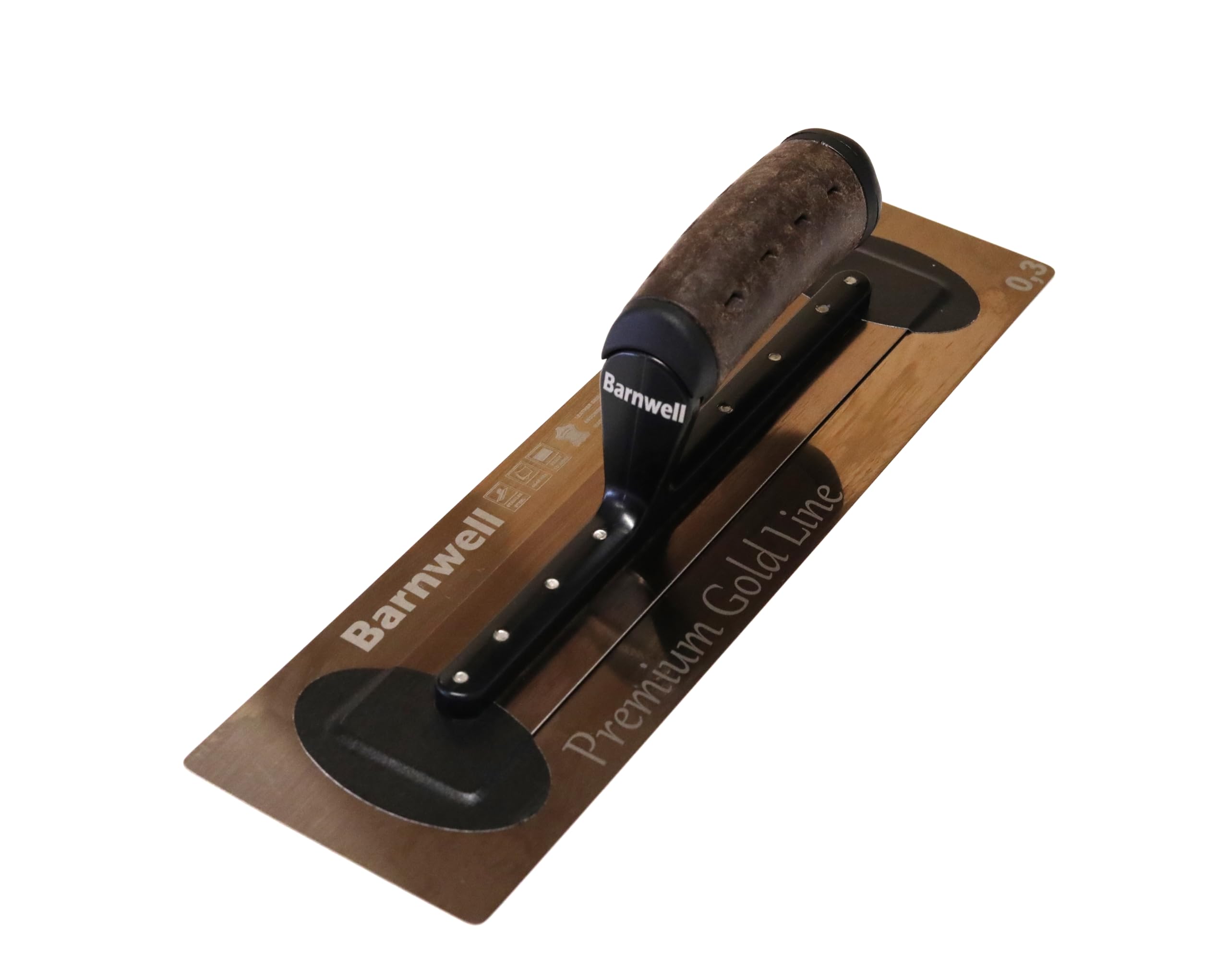Barnwell Premium Flexi Gold Leather Handle Finishing Plastering Trowel Stainless Steel (11" - 18") (14" x 4" Wide)