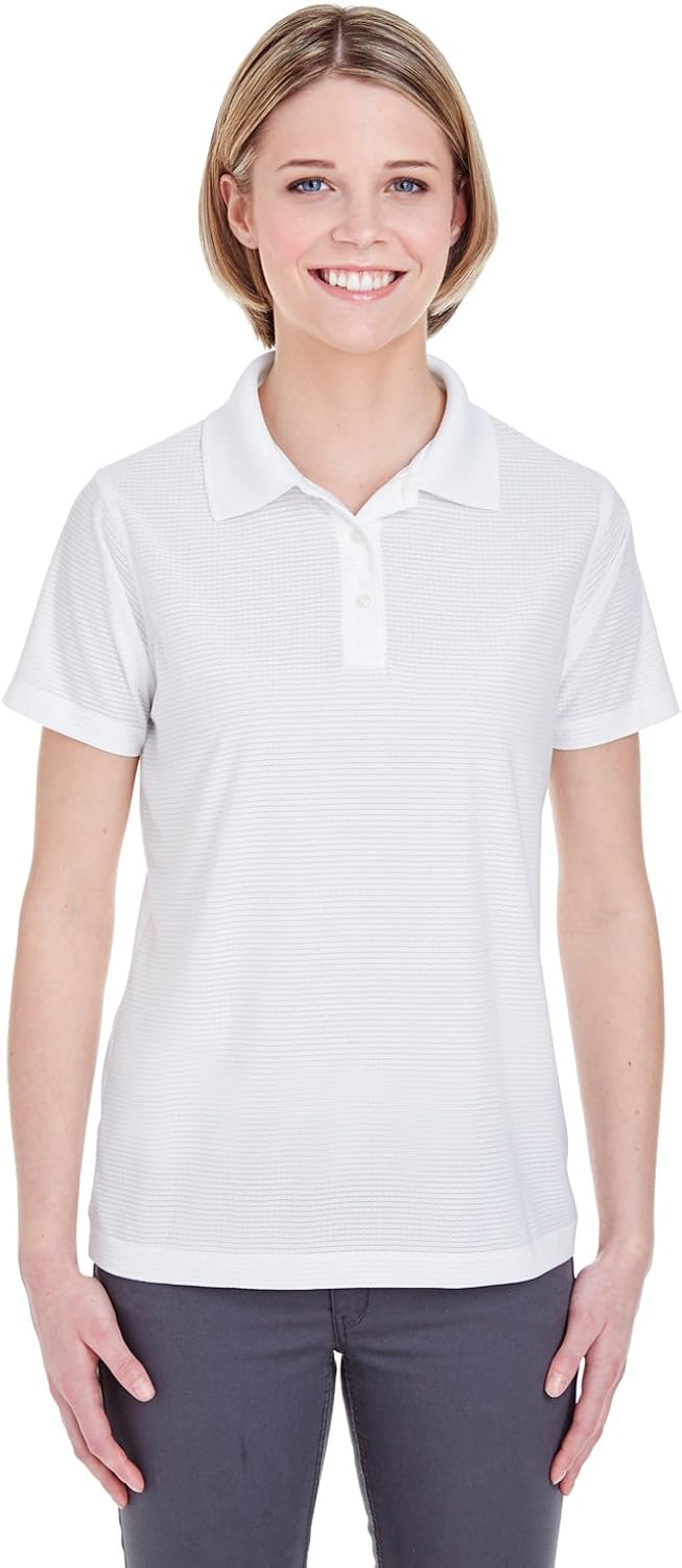 UltraClub Ladies' Cool & Dry Box Jacquard Performance Polo Shirt: Clothing