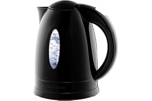 OVENTE Electric Kettle, 1.7L Fast Boiling Water Heater for Coffee or Tea, BPA Free with Water Level Gauge, Auto Shut-Off, Boil-Dry Protection, Indicator Light and Removable Filter, Black KP72B