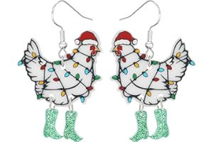 DREUYET Christmas Earrings for Women Cute Funny Acrylic Christmas Santa Claus Tree Cat Dinosaur Earrings Xmas New Year Party Holiday Earring