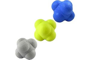AIRLAXER Reaction Ball,Reflex Ball for Hand Eye Coordination Training,2.83 inch,Pack of 3-Blue,Yellow,Grey