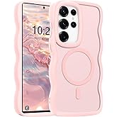 Pepmune for Samsung Galaxy S25 Ultra Case, Curly Wavy Frame Hard Translucent Matte Clear Back Cover for Women Men Compatible with Magsafe Shockproof TPU Bumper Phone Case for Samsung S25 Ultra, Pink