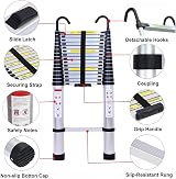Qimu 6.2M Aluminum Telescopic Ladder with Hooks 150kg EN131 20.3ft view 2