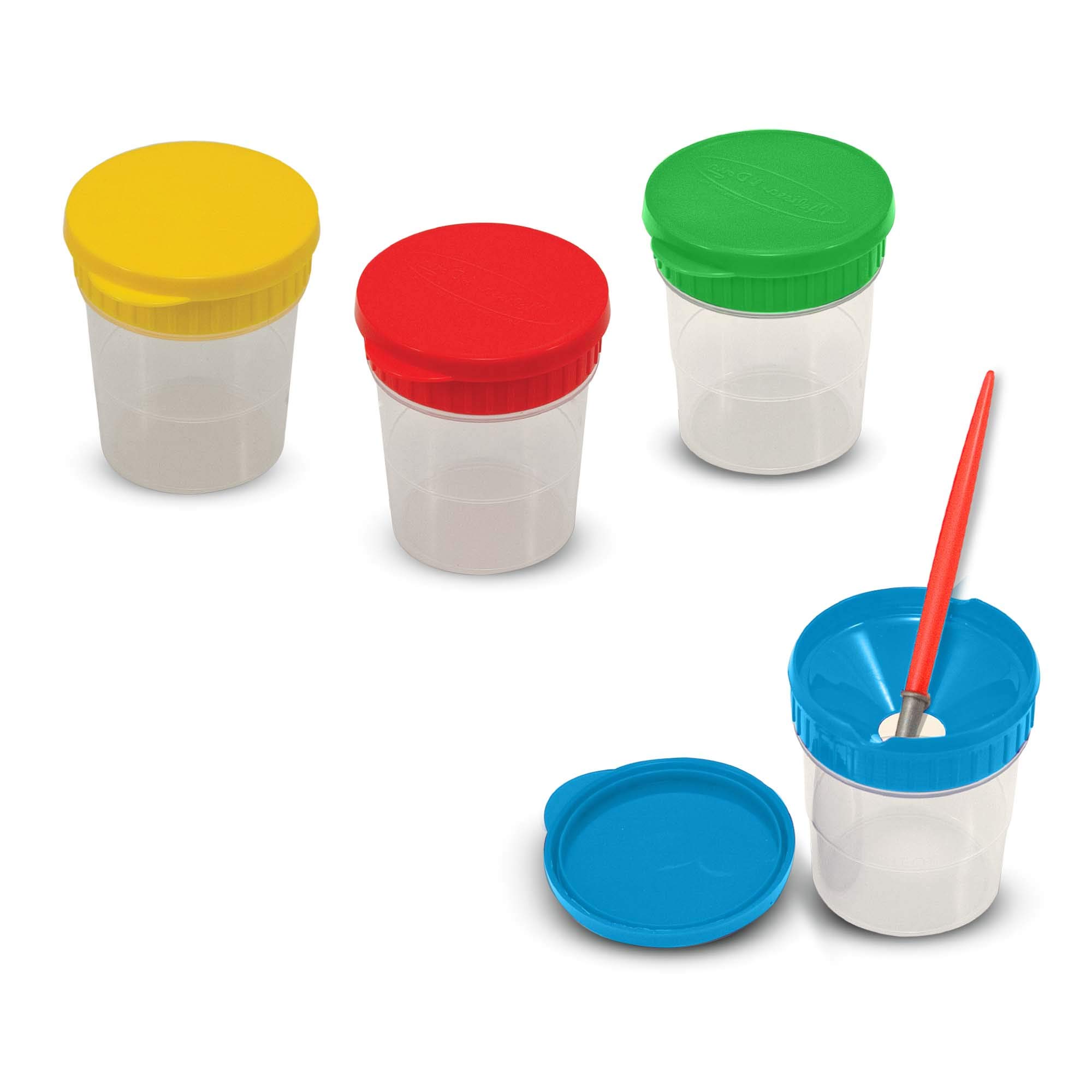 Melissa &amp; Doug Spill-Proof Paint Cups - 4-Pack, Airtight Seal, Snap Lids