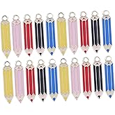 TOPPERFUN 50Pcs Colored Pencil Charms 2.65In Alloy Crayon Pendants for Diy Jewelry Making Earrings Necklace Bracelet Keychain Accessories
