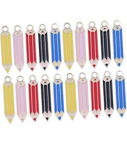 SUNNYCLUE 1 Box 40Pcs Pencil Shaped Charms Teacher Enamel...