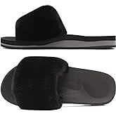 COFACE Womens Slippers with Arch Support Comfy Open Toe Fuzzy Woman House Shoes Plantar Fasciitis Orthotic Ladies Slippers Indoor