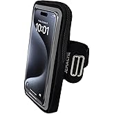 JEMACHE Running Armband for iPhone 17 16 15 14 13 Pro Max/Plus, Samsung Galaxy S25 S24 S23 Ultra/Plus, G Buckle Workouts Phone Arm Band Bag (Black) S