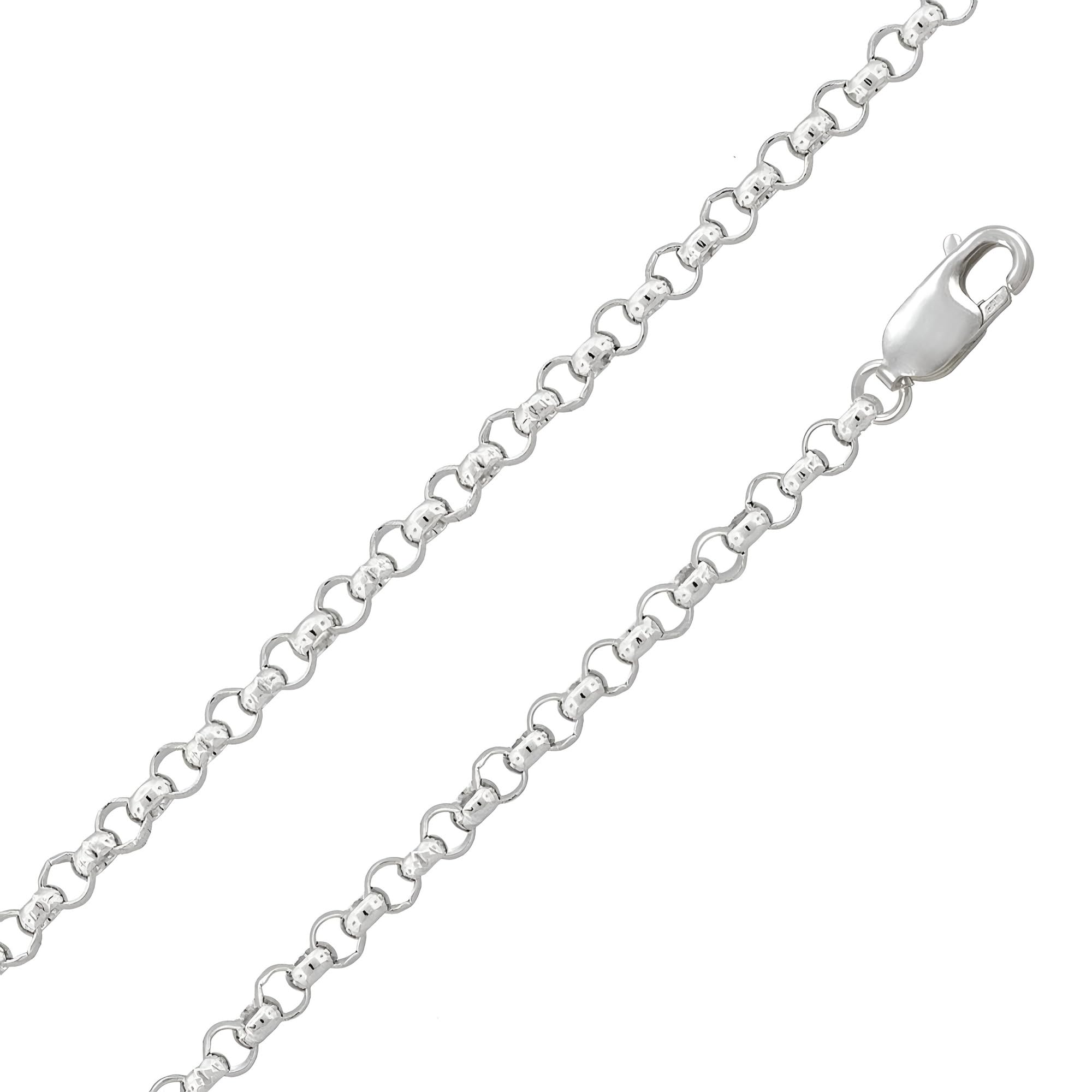 22" Inch Sterling Silver 3.3 mm Thick Round Large Link Belcher/Rolo Chain Necklace for Men Women Unisex - Weight: 7.1 Grams — image 1