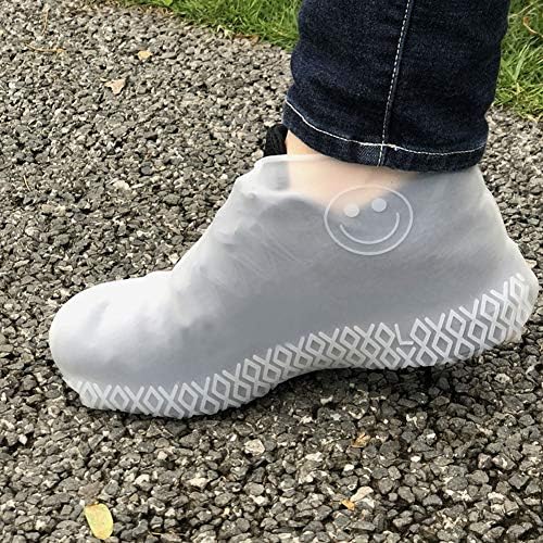 NEWBIT Waterproof silicone shoe covers Portable Reusable Non Slip Overshoes Galoshes for Rain Snow Outdoor Walking (L, Transparent)