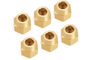 ChillWaves Brass Flare Tube Fittings, SAE 45 Degree 3/8" Flare Nut Air Conditioning Copper Tube Extension Butt Copper Pipe(6-PACK)