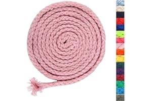 ALICE CATHERINE 5mm * 295ft Macrame Cord Natural Cotton Rope 8 Strand Braided Cotton String for Craft Knitting Thread for Wall Hanging and DIY Crafts(LPK)