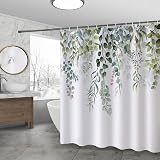 WELTRXE Shower Curtain 183x183cm Green Leaves Waterproof 12 Hooks view 8