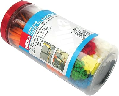 Hilka 650 Piece Cable Tie Multi Pack Assorted Sizes Zip Ties Fasteners