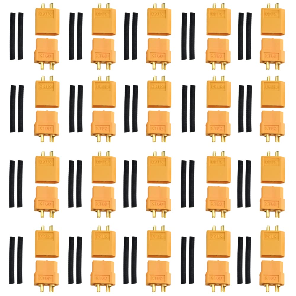 BGTXINGI 20 Pairs XT60 Male Female Bullet Connectors Plugs with Heat Shrink Tubing