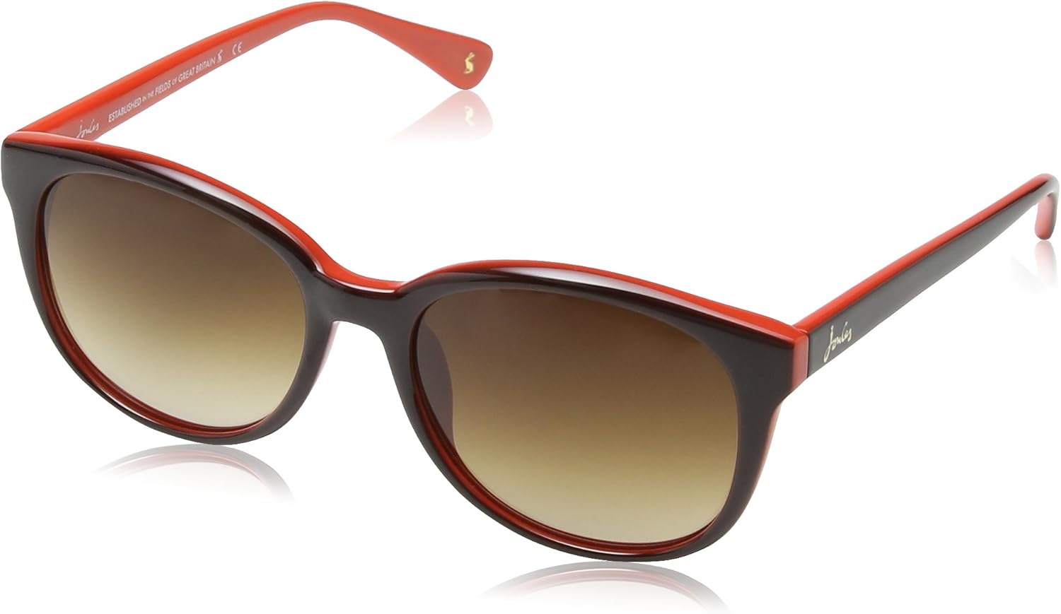 Joules Women's JS7014 132 Southwold Round Sunglasses, Brown/Red/Brown