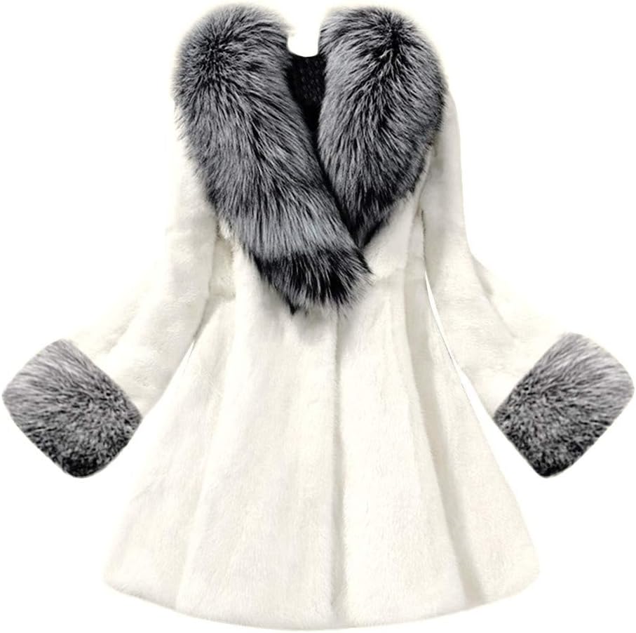 Lady Winter Women Long Section of Imitation Mink Fox Coat with Cap Fur Coat Thicken Warm Coat Hood Parka Long Jacket Outwear