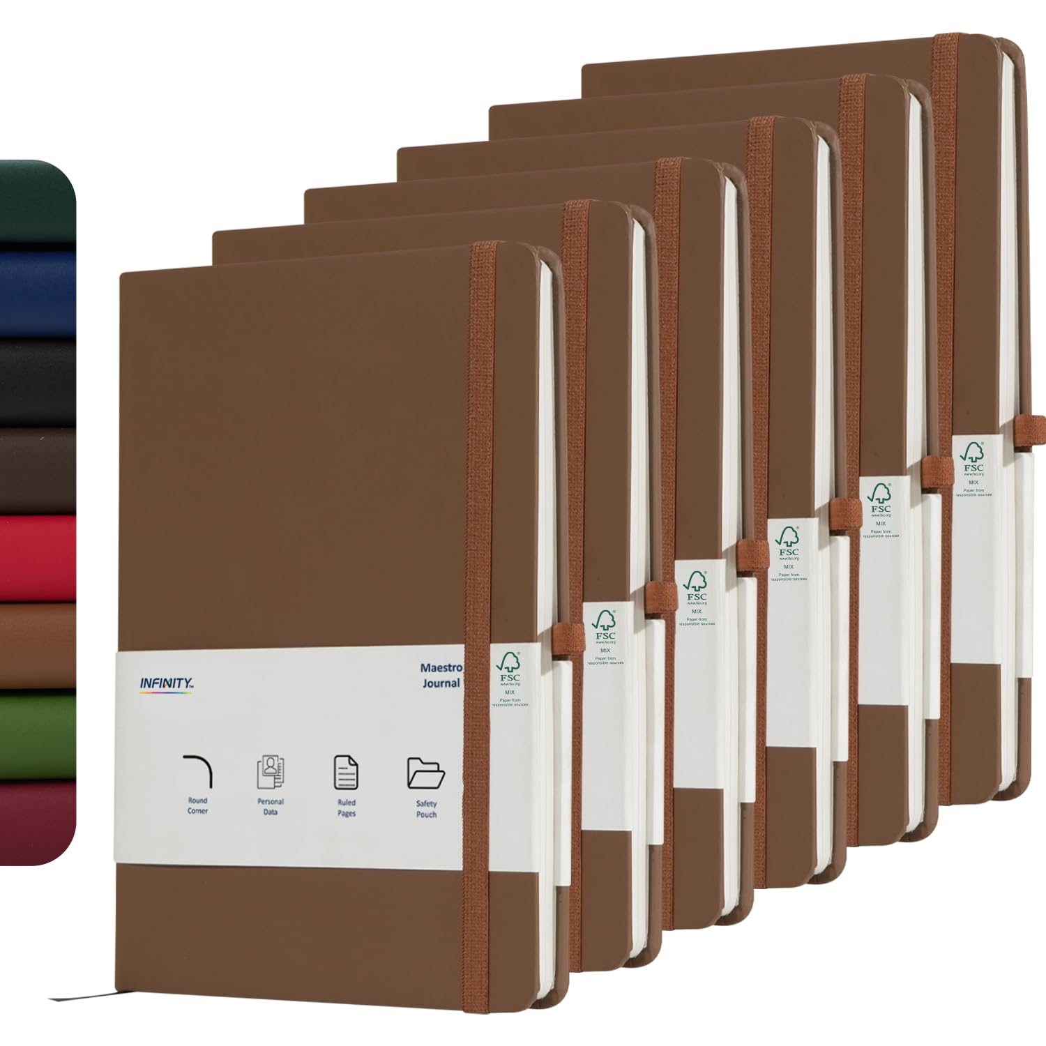Infinity Notebook Journal, Maestro Journal Notebook Ruled Paper - A5 size 80 GSM Thick Lined Paper Hard Cover Classic Writing Journals, Diary with Rear Pocket & Pen Holder