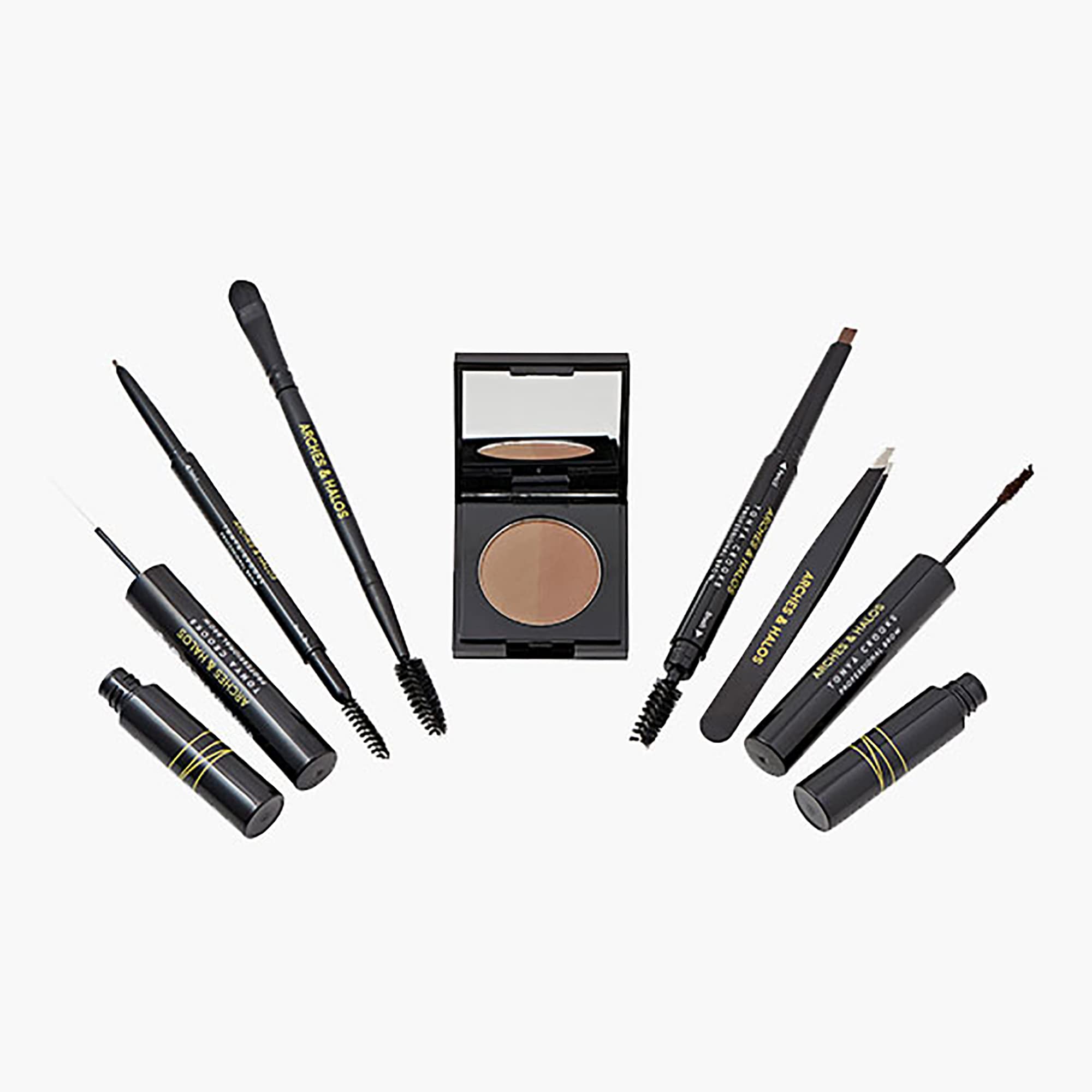 Arches & Halos - Ultimate Brow Hero Kit - Eyebrow Styling Makeup Kit, Pencil, Gel, Shading, Powder, Mousse, Natural and Bold Precise Brow Shaper - Hypoallergenic, Vegan - 7 Pc Kit, Medium