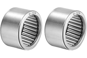 uxcell B108 Needle Roller Bearings 5/8" Bore 13/16" OD 1/2" Width Chrome Steel Open End Full Complement Drawn Cup Bearing 2pc