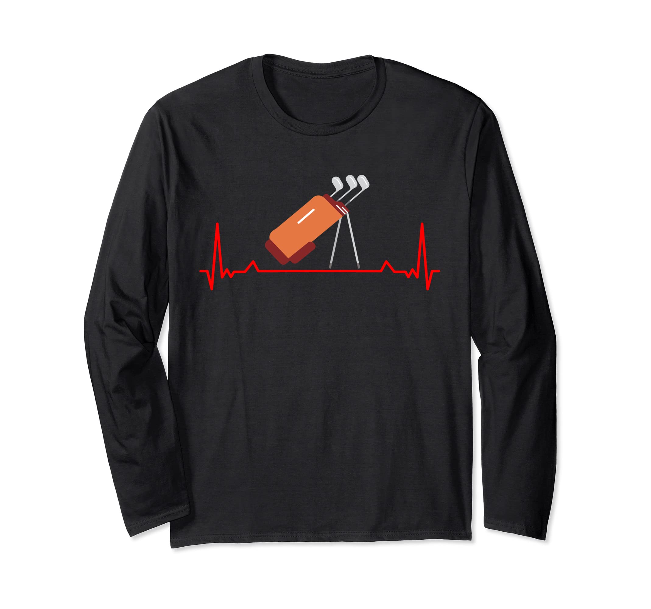 Ekg Heartbeat Pulse Line Golf Cart Bag Fun Golfer Long Sleeve T-Shirt