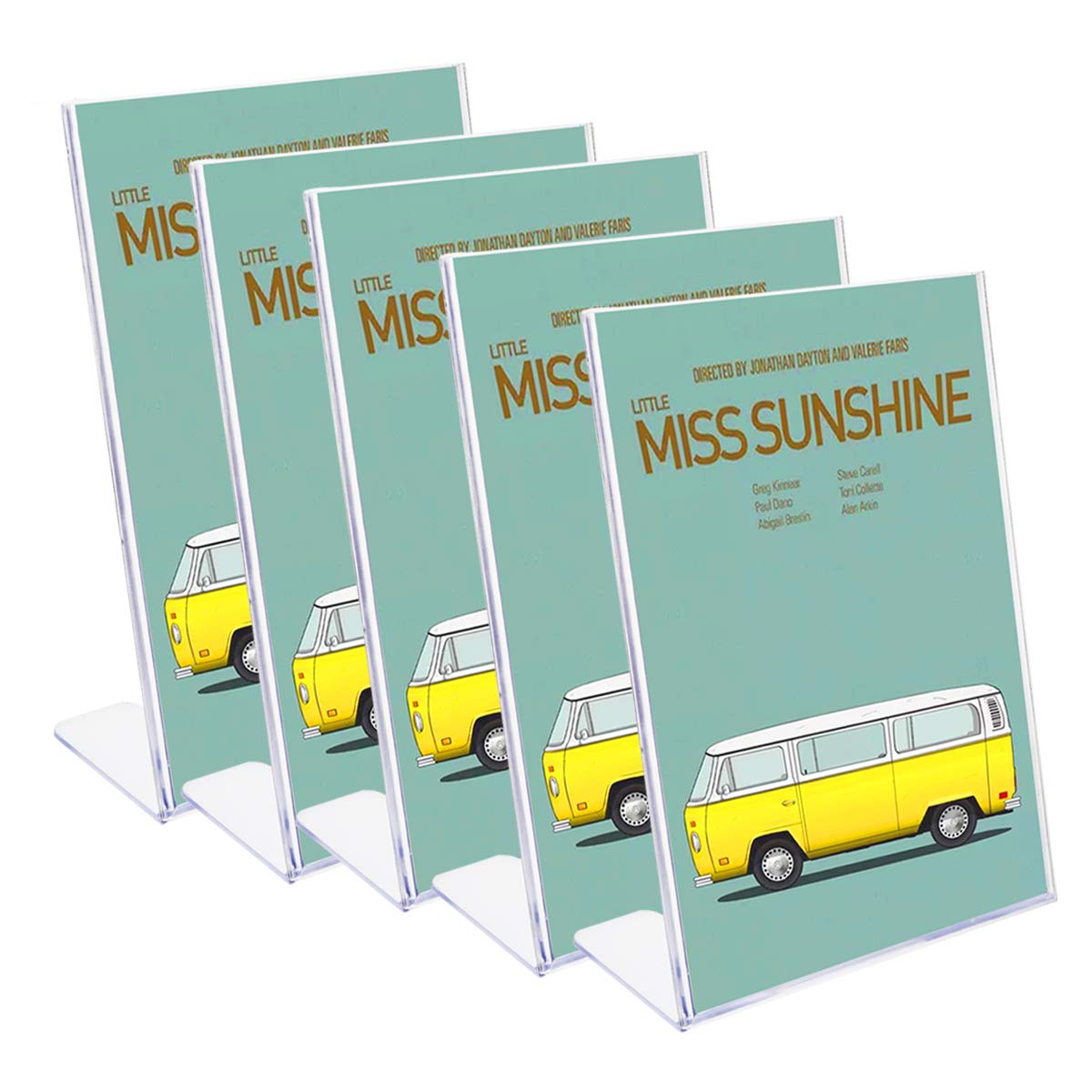 Hotyin Sign Holder - 5 x A4 Acrylic Poster Menu Lean to Perspex Leaflet Display Stands, Counter Sign Display for Restaurant, Conference Room and Hotel Reception