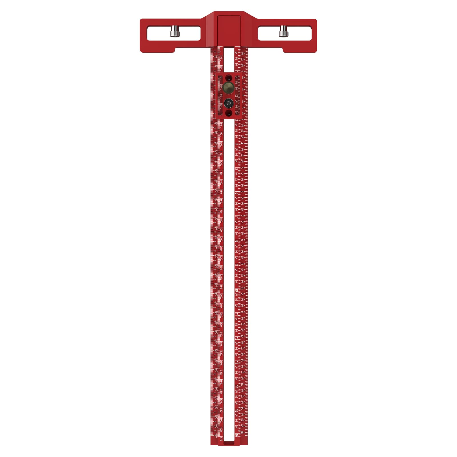 TS-16 Woodworking Scriber Ruler, Aluminum Alloy 360 Degree Adjustable T Square Ruler 16 Inch Marking Gauge Drilling Positioning Ruler Woodworking Tool