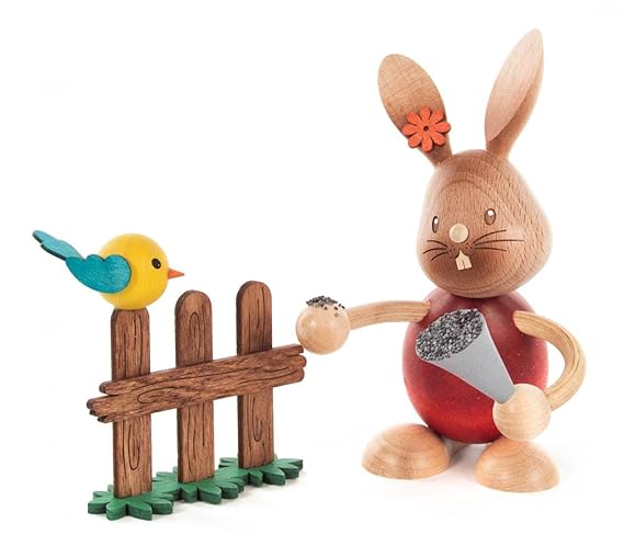 Hase »Stupsi« mit Vogel Höhe = 110mm NEU Erzgebirgische Vokskunst Erzgebirgische Handarbei Osterhase Osterfigur