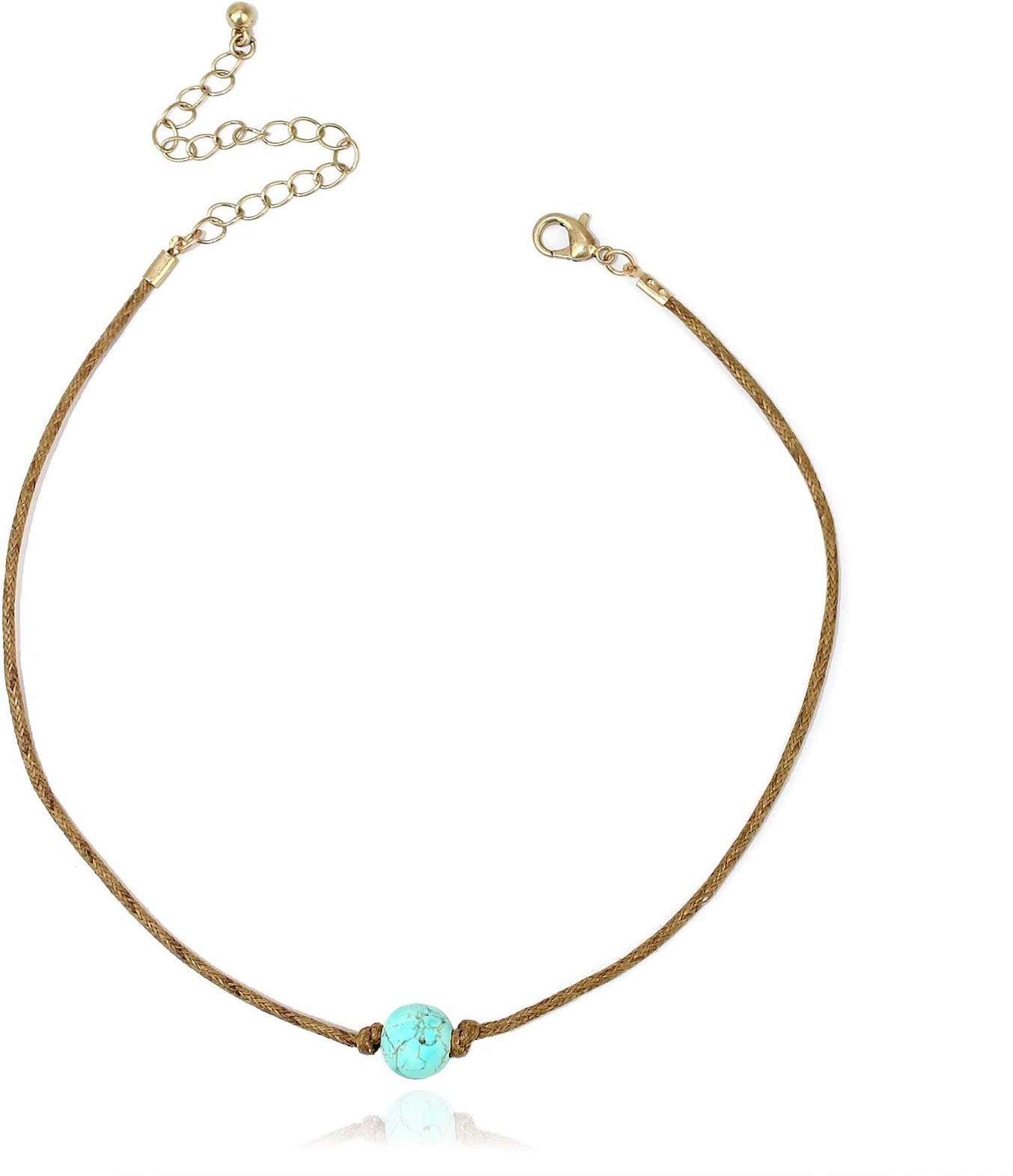 POMINA Semi Precious Stone Cord Cute Choker Necklaces for Women Teen Girls, 12 inches