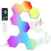 NIUCOO 8 Pack Hexagon LED Lights Wall Panels, Smart RGB Gaming Lights with APP & Music Sync, DIY Modular Hex Tiles, USB-Power