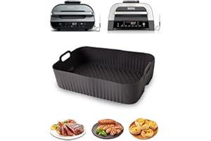 MMH Air Fryer Silicone Liners for Ninja FG551/DG551 Foodi Smart XL 6-in-1 Grill, Rectangle Reusable Airfryer Pot Basket Insert Replacement Tray | Non-stick | Easy Cleaning | Food-Grade Safe | Gray